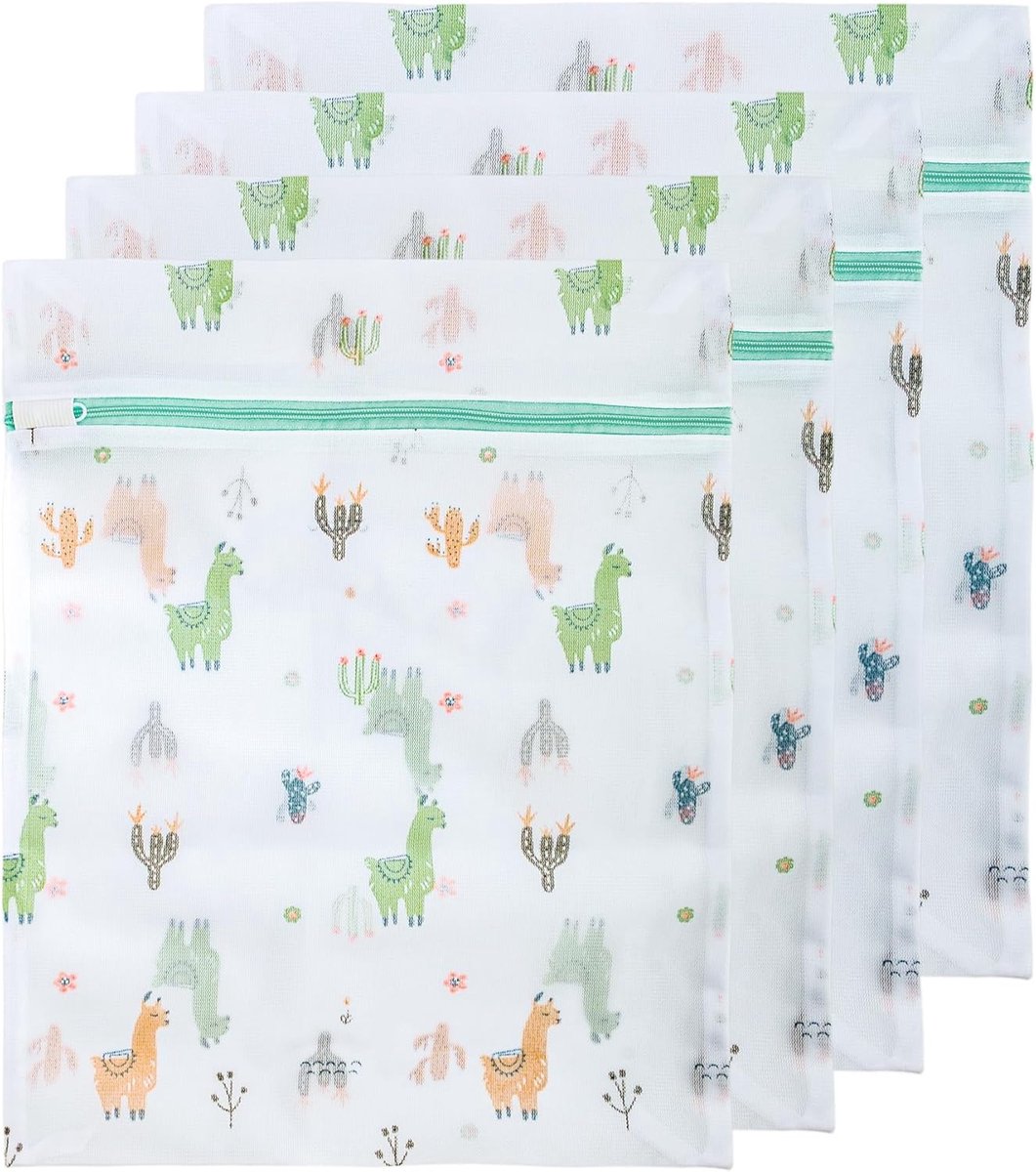 Waszakken set 4 stuks - Nylon met rits - Diverse maten - Ideaal voor fijnwas - ShopVlot
