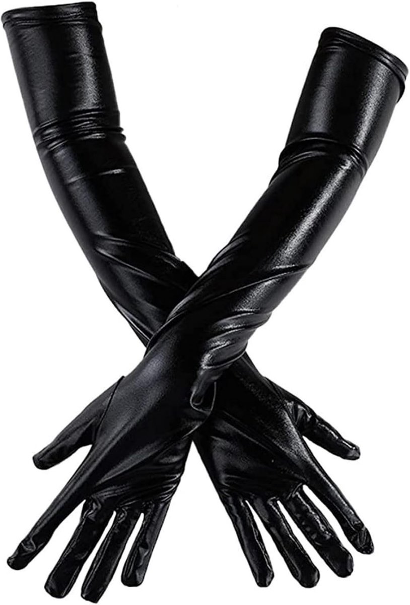 Lange leren handschoenen dames 50 cm - sexy glanzend - elegante avondhandschoenen - perfect voor Halloween - ShopVlot