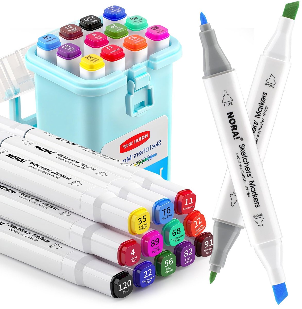 Solidchoice - Set van 12 Alcohol Markers met Dubbele Punt voor Kleurrijke Illustraties