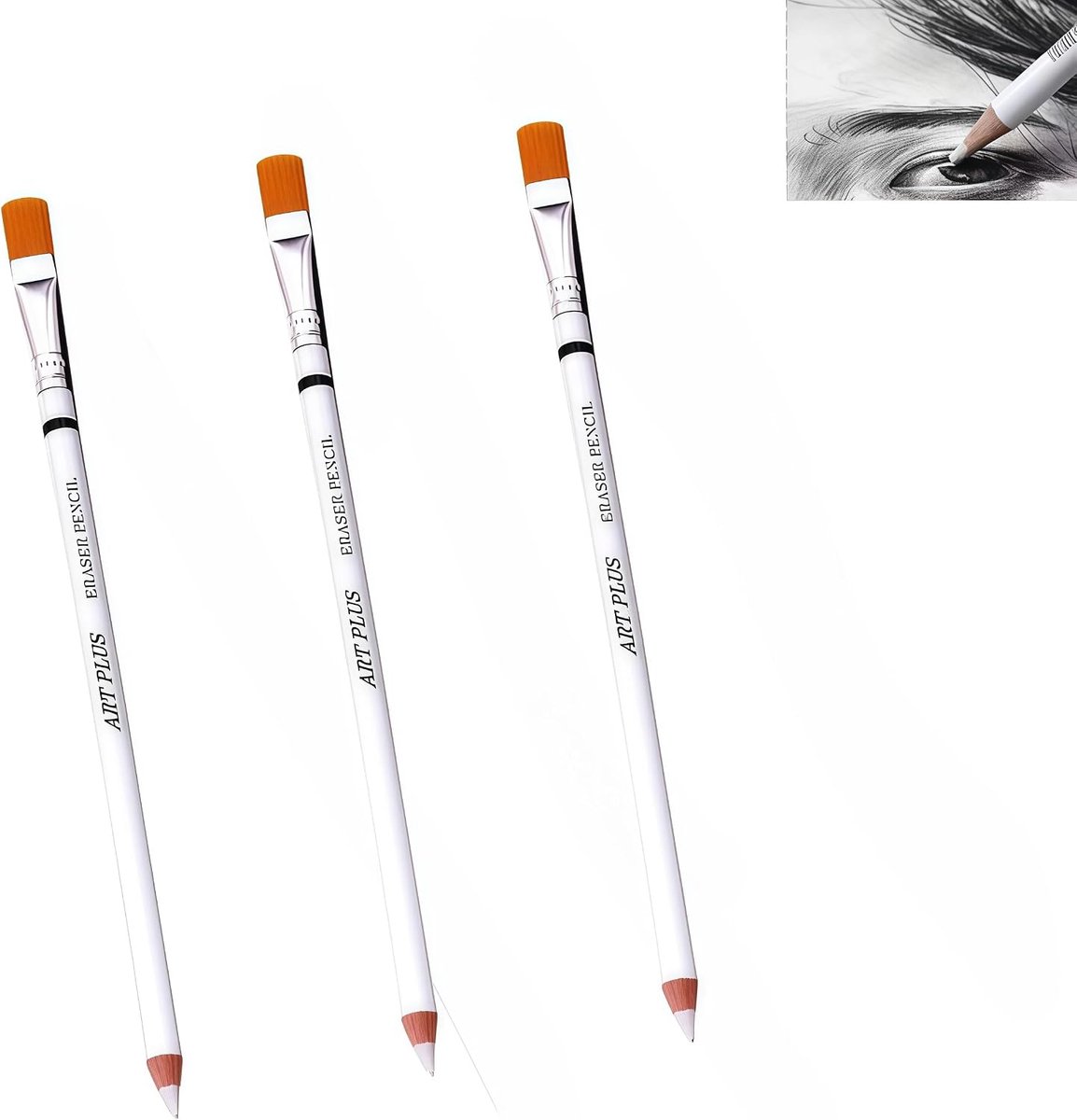Gummen voor kunstenaars 3 stuks - met kwast - professionele precisie - ideaal voor schetsen en details - ShopVlot