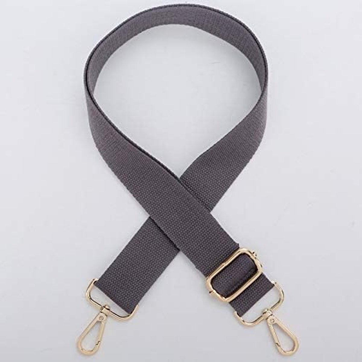 Verstelbare schouderriem 80-140 cm - grijs met gouden karabijnhaak - 3,8 cm breed - ShopVlot