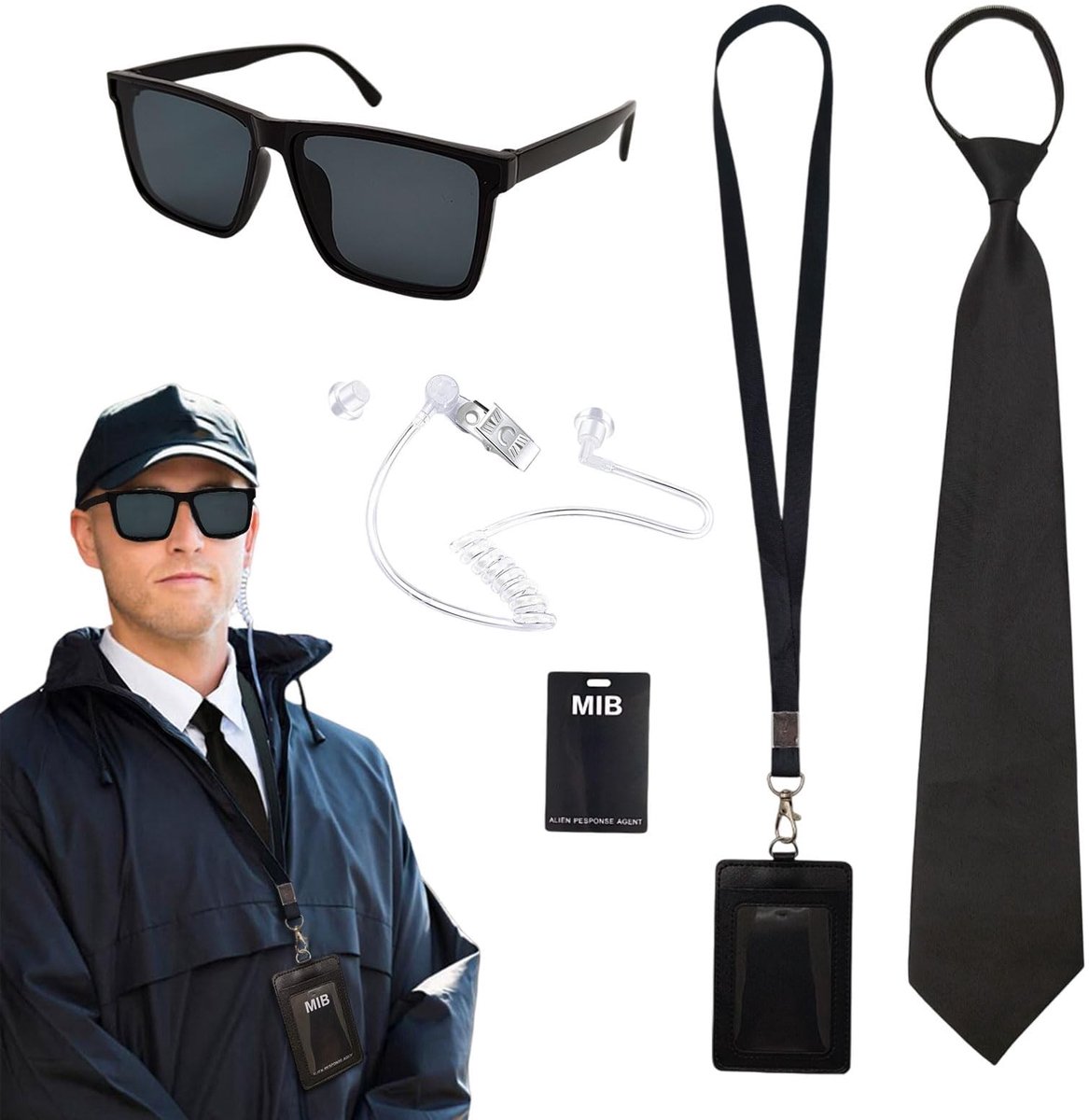 Solidchoice - Accessoire Set voor Secret Service Kostuum met Zonnebril en ID Kaart