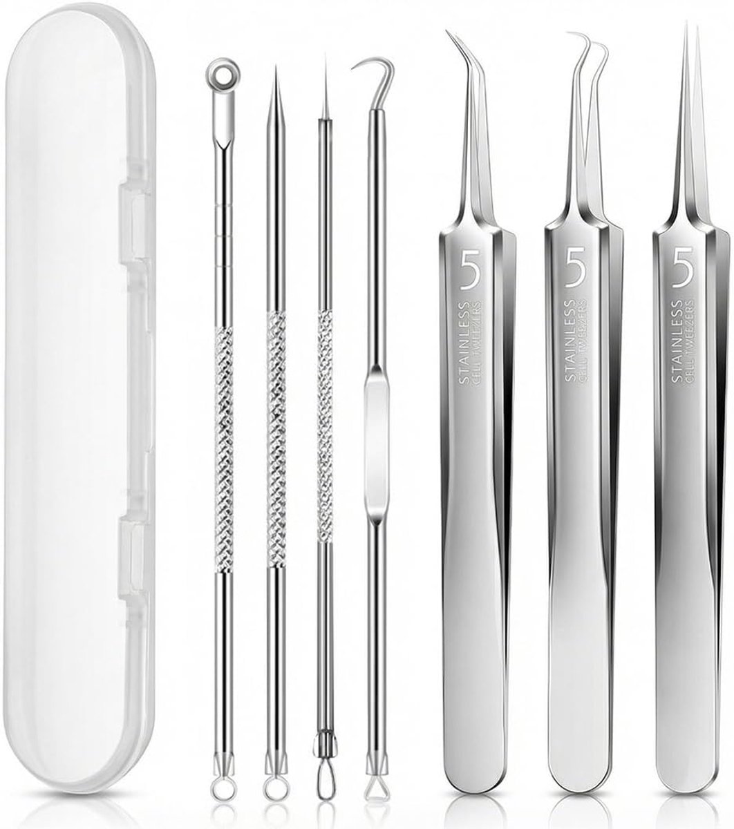 Blackhead remover set - 7 tools van roestvrij staal - veilig en effectief - voor het verwijderen van onzuiverheden - ShopVlot