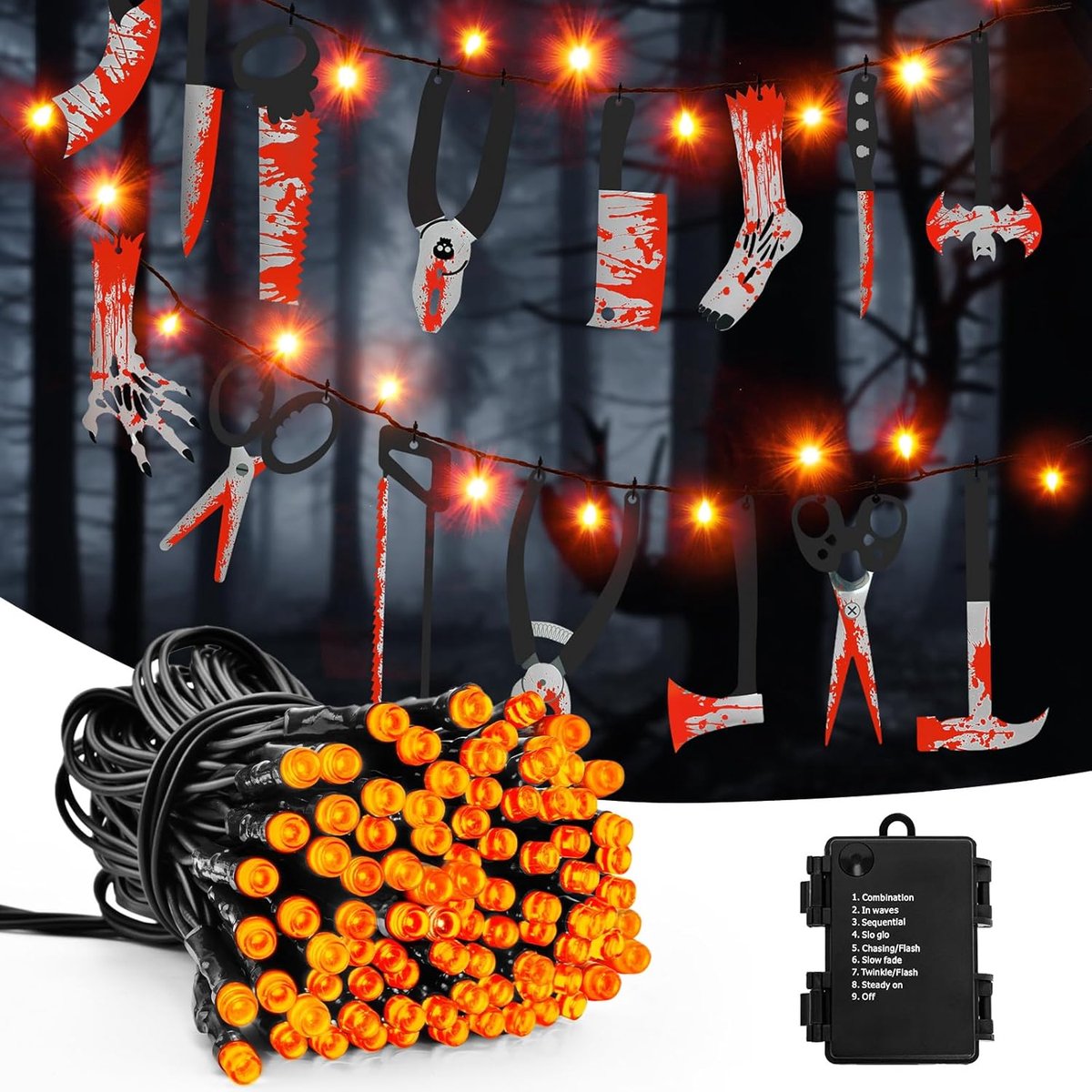 Sfeervolle Halloween verlichting 3m - 30 LED oranje - batterijvoeding - met timer - ShopVlot