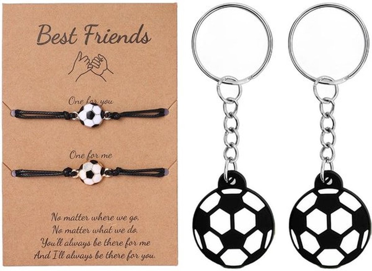 Voetbalarmbanden - 2 Stuks - Zwarte Kleur - Vriendschap Geschenken