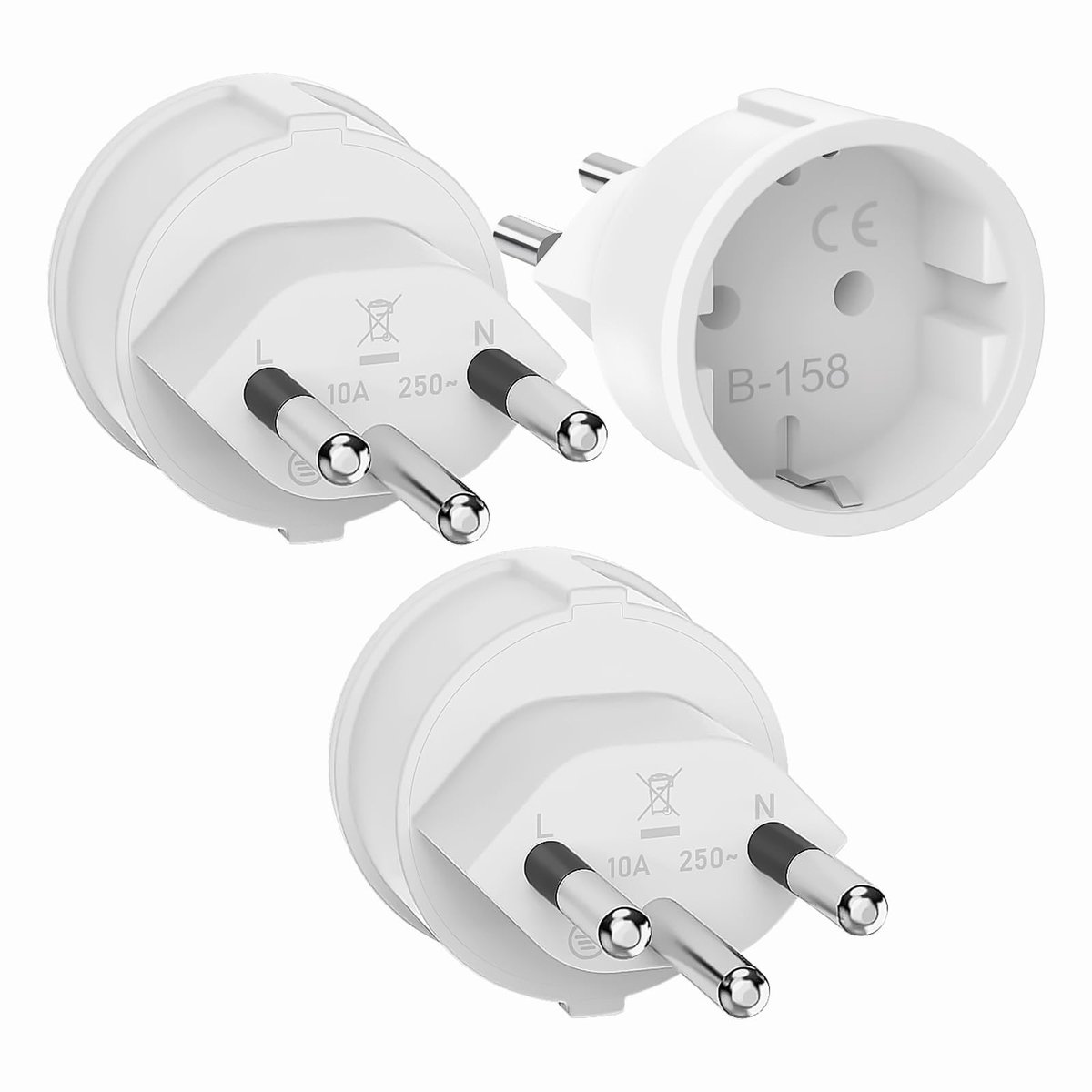 Solidchoice - Set van 3 Reisadapters voor Type J Stekkers in Europa