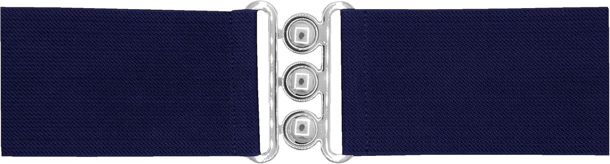 Brede elastische riem 7.5 cm - Navy - Met gesp - Perfect voor elke outfit - ShopVlot