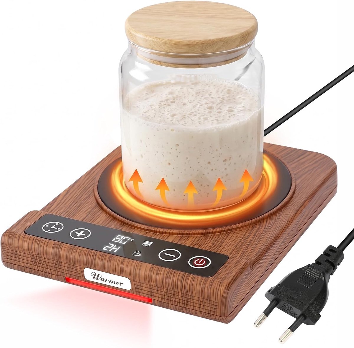 Zuurdeegstarterwarmer 11,3 cm - Nauwkeurige thermostaat 21-80 °C - 24-uurs timer en geheugenfunctie - ShopVlot