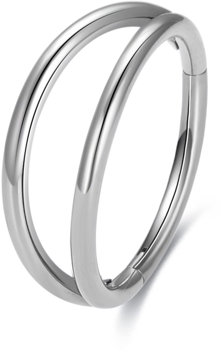 Solidchoice - Titanium Neusringen voor Gevoelige Huid, 16G Septum Clicker met Kristal