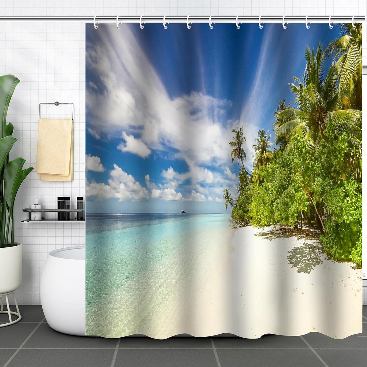 Douchegordijn 180 x 180 cm - groen polyester - anti-schimmel - sneldrogend en machinewasbaar - ShopVlot