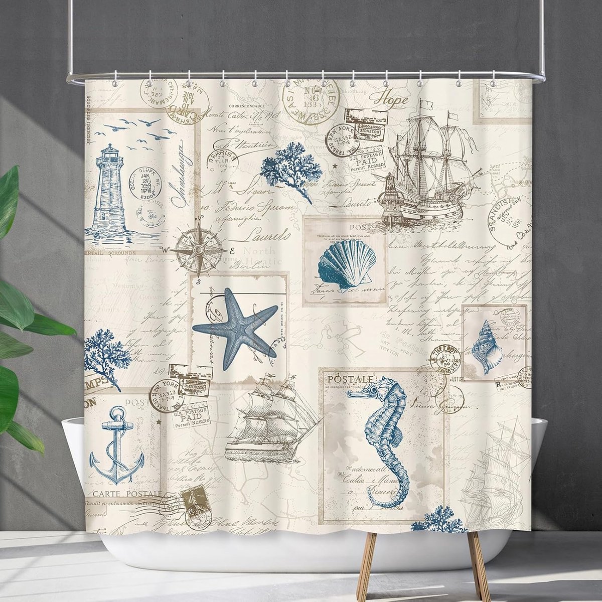 Douchegordijn 180x180cm - groen polyester - anti-mould - snel drogend met 12 haken - ShopVlot