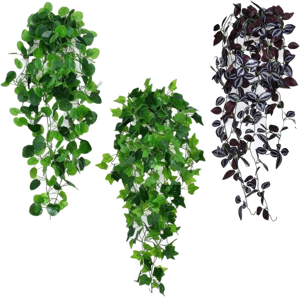 Kunstmatige hangplanten 100 cm - Realistische plastic klimop - Groen decor voor binnen en buiten - ShopVlot