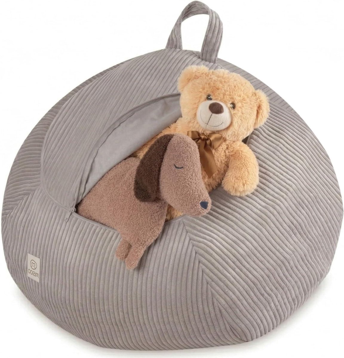 Zitzakhoes Kinderen - Speelgoedopslag Zitzak - Opbergen en Zitten - 2-in-1 Zitzak Speelgoedopslag - 82x82x50 cm - Beige
