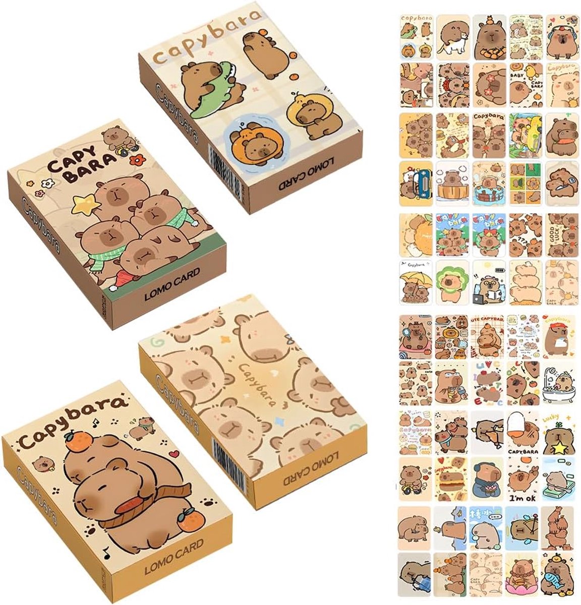 Capybara Ansichtkaarten, 60 stuks Mini Capybara Game Card Set, Dubbelzijdige Fotokaarten voor Capybara Liefhebbers - ShopVlot
