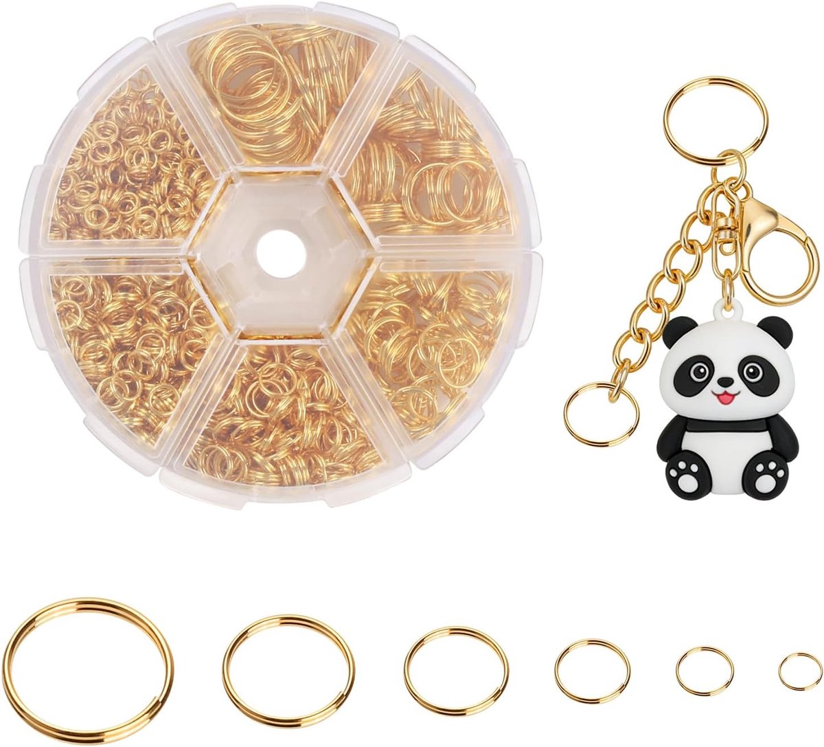 1020pcs key rings gold split rings key rings set 4-12mm - Double opening strong grip corrosion resistant smooth edges - ShopVlot