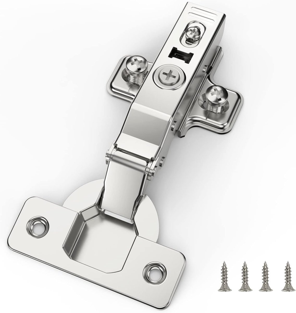 Furniware 10pcs Soft Close Hidden Kitchen Cabinet Hinges,110 Degree 35mm Cabinet Door Plate with Screws, Nickel Plated - ShopVlot