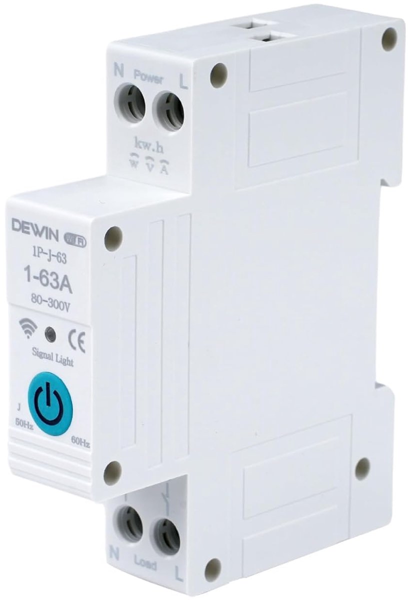 DEWIN WiFi-schakelaar DIN-rail, Tuya WiFi slimme stroomonderbreker met timer en stroomverbruikmeting for smart home - ShopVlot