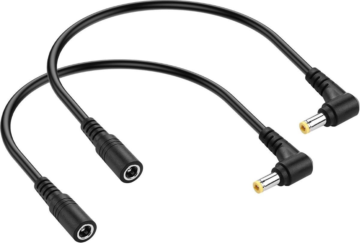 90 Degree DC Power Cable, 0.3m, 12V DC, 5.5mm x 2.5mm, Male to Female, Extension Cable for CCTV Security Cameras - ShopVlot