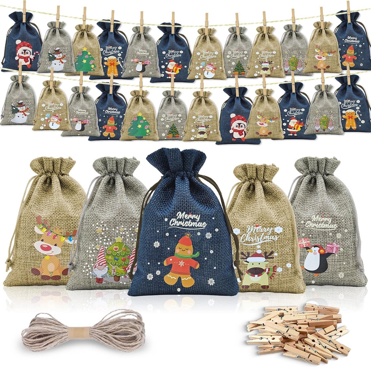 Advent Calendar for Filling, Advent Calendar 2023 for Children, 24 Printed Christmas Calendar for Filling, 16 x 12 cm - ShopVlot