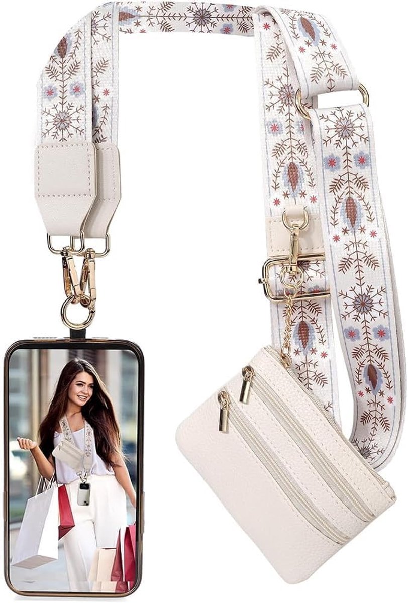Schultergurt für Handy mit Tasche Umhängeband Handykette Tragegurt Handyband Crossbody Telefonband Schulterriemen - ShopVlot