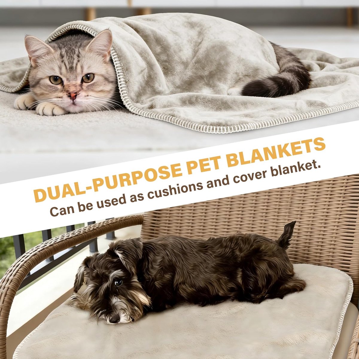 Paw Print Waterproof Dog Blanket, Pet Proof Fleece Sherpa Fitted Blanket for Sofa Couch Bed Protector, Washable - ShopVlot