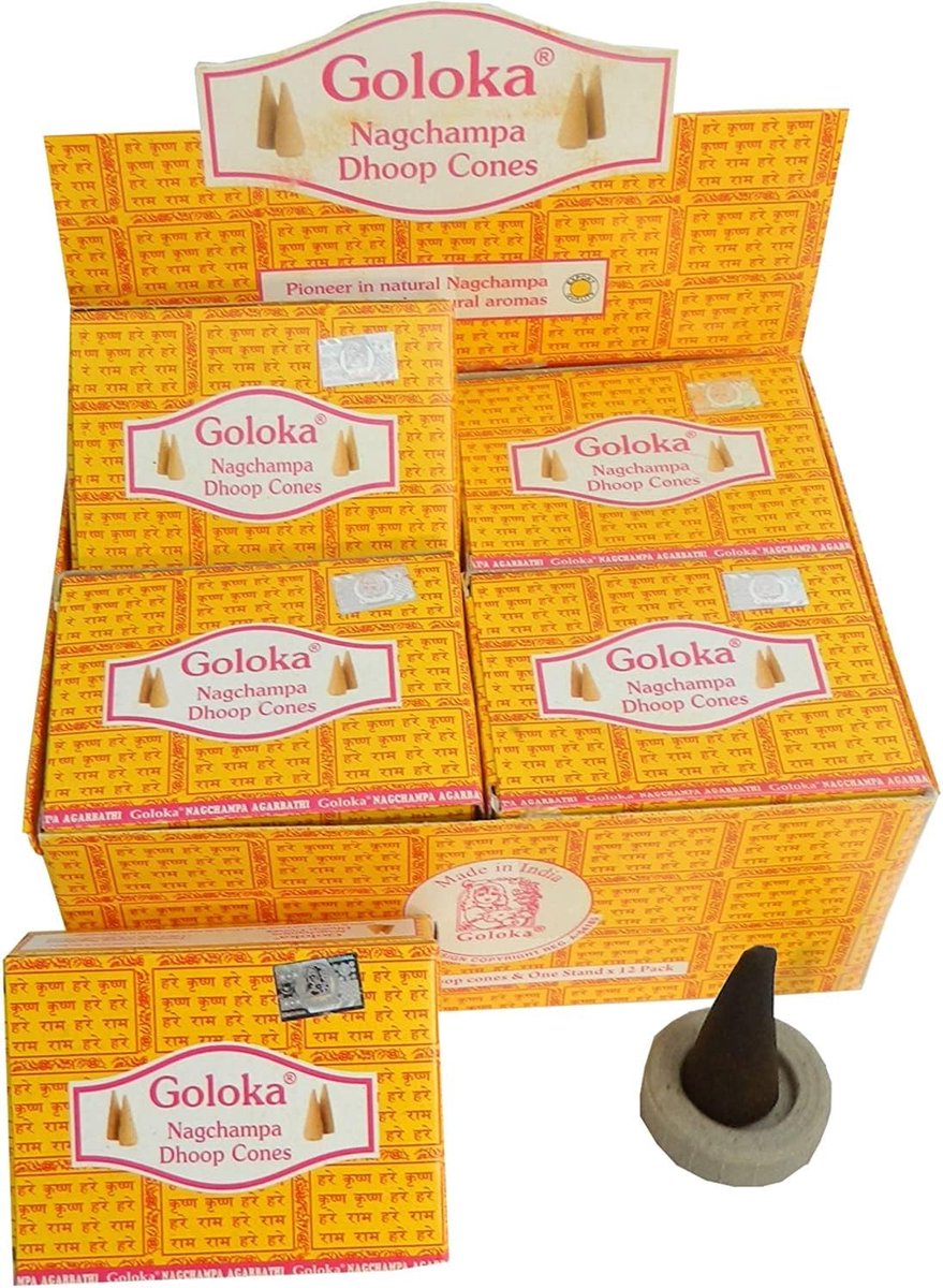 GOLOKA Dhoop Cones, Nag Champa - 120 cones with house smell, 10cm each, direct import from India - ShopVlot