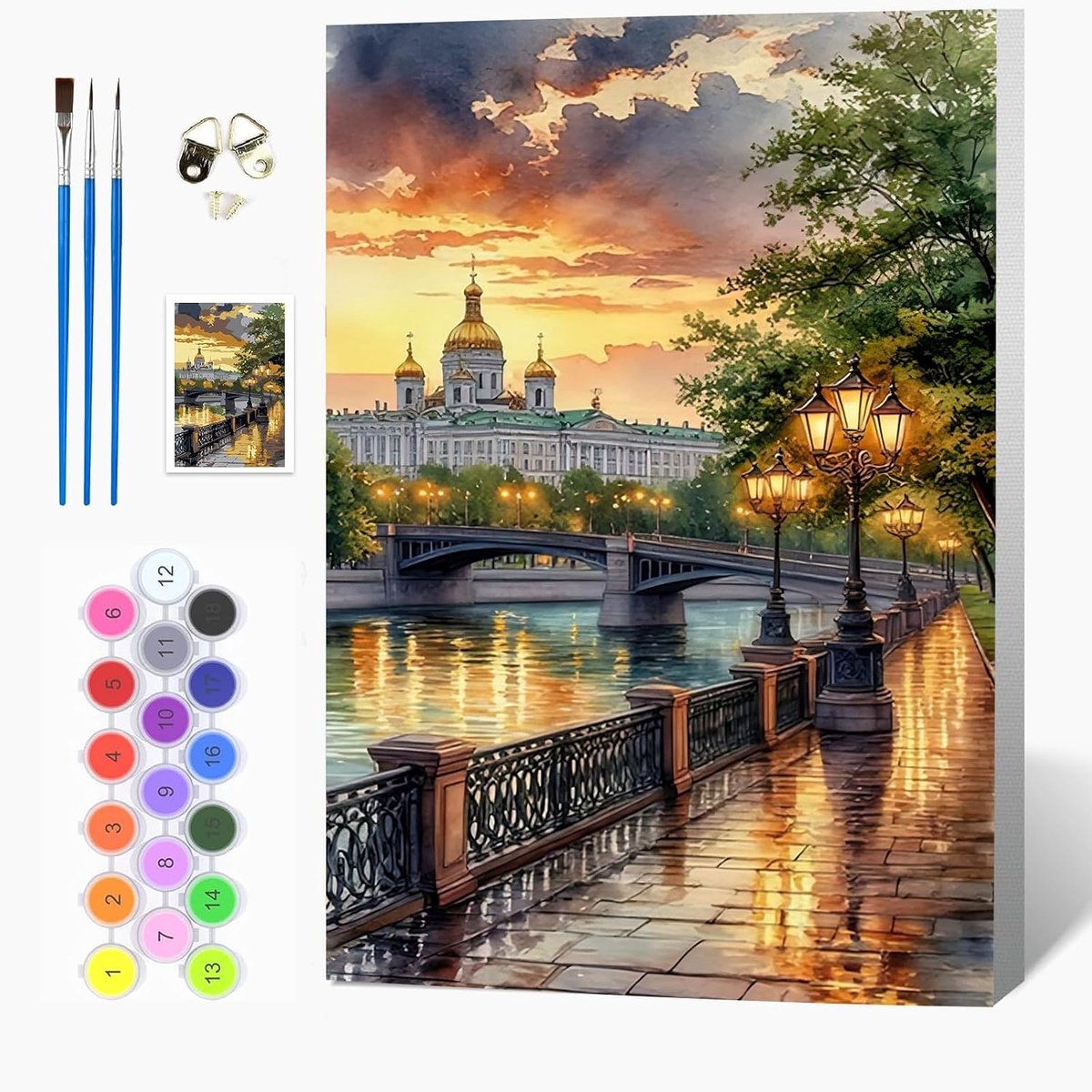 Auremi Kasteel Verf op Nummers Kits Kinderen Volwassenen, Landschap Schilderen op Nummer Kits Op Canvas, Ingelijste - ShopVlot