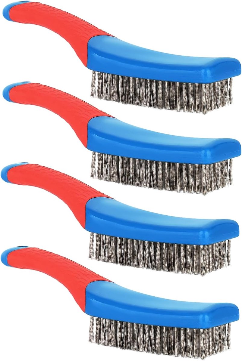 OMJMYY 4pcs Wire Brush for Cleaning Steel Brush Metal Brush Reinforced Bristles Stainless Steel Wire Brushes with - ShopVlot