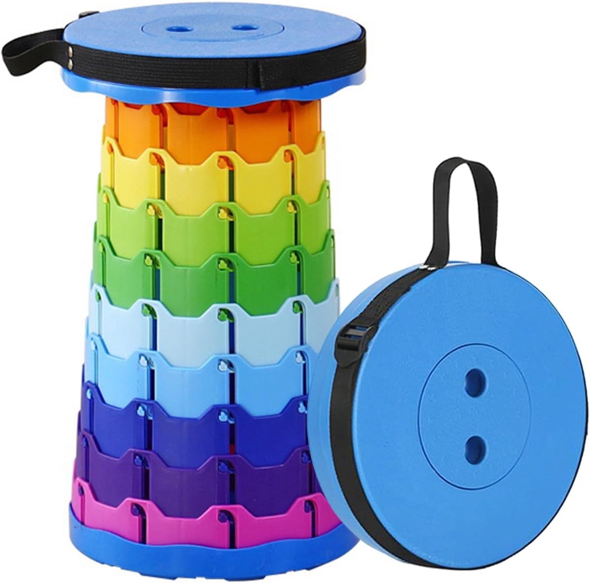 Portable Folding Telescopic Stool with Cushion, for Camping, Fishing, Hiking, BBQ, Light, Load 200 kg, Blue - ShopVlot