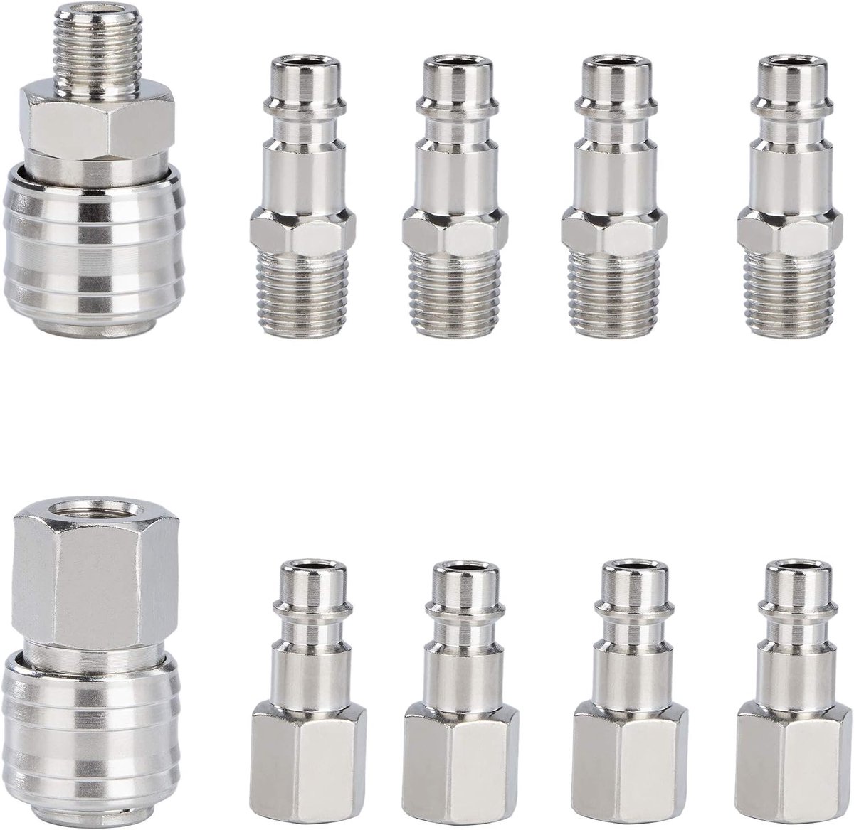 Tunejoy 10pcs compressor quick release 1/4 inch BSP pneumatic air clutch kit end piece compressor European air hose - ShopVlot