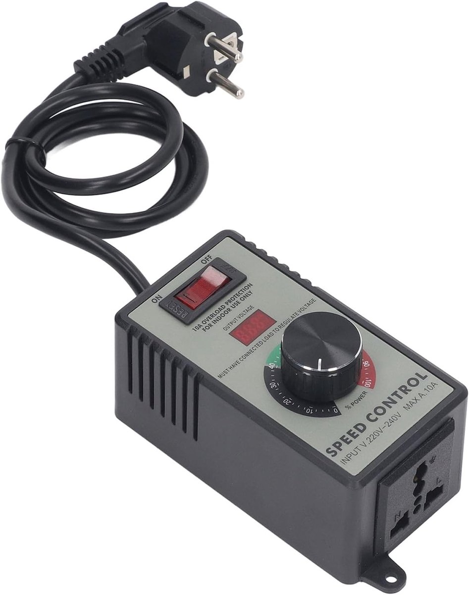 Speed Controller Electric Motor, EU Plug 220-240V ABS Shell Digital Display Speed Controller 4000W for Exhaust Fans - ShopVlot
