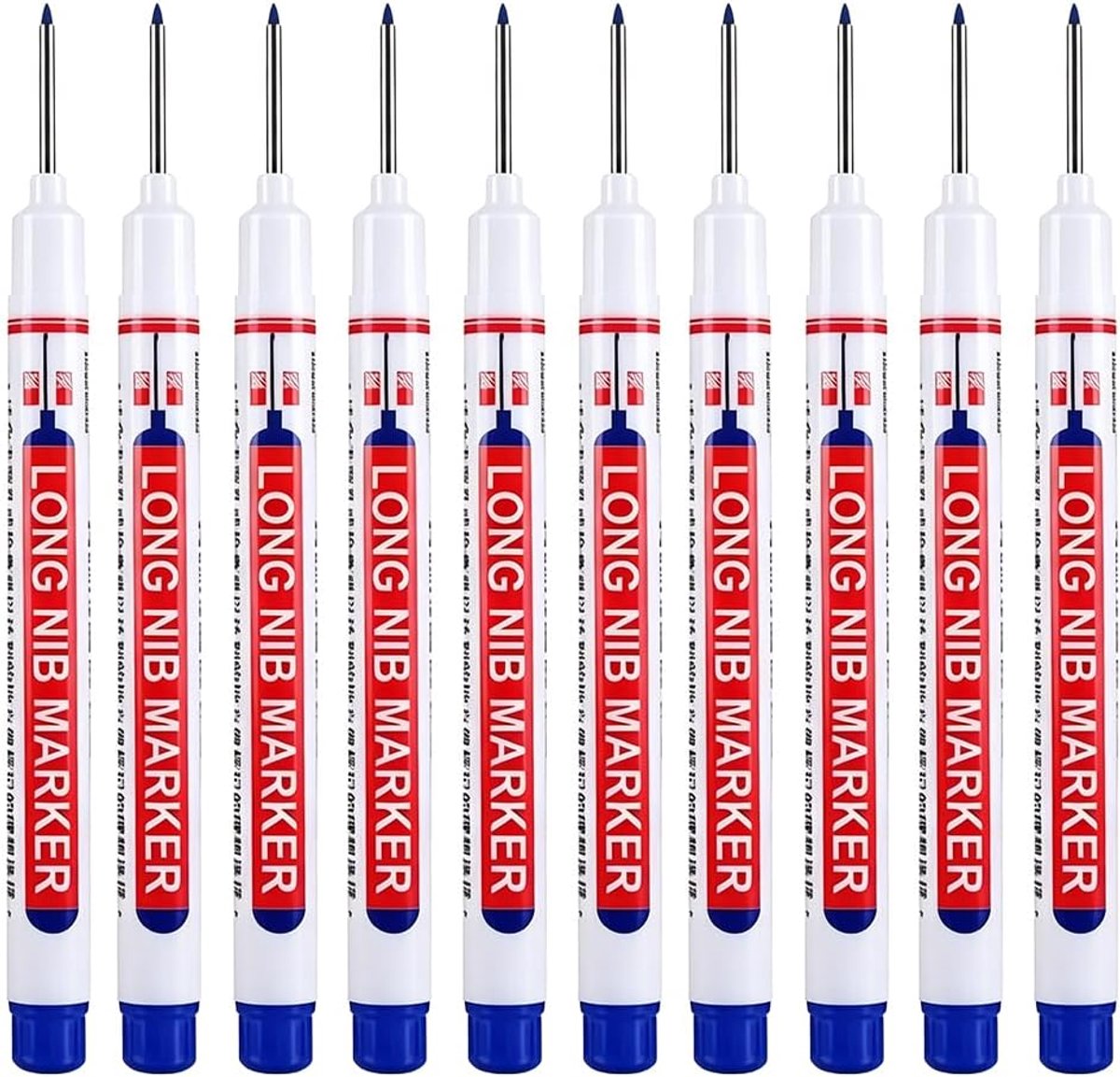 10 stuks markeerstiften met diepe gaten, blauw, stiften, bouwplaats, lange punt, timmerman, permanente marker voor - ShopVlot