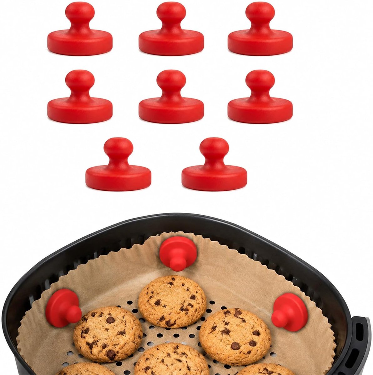 Set van 8 magnetische siliconen clips voor heteluchtfriteuses - ShopVlot