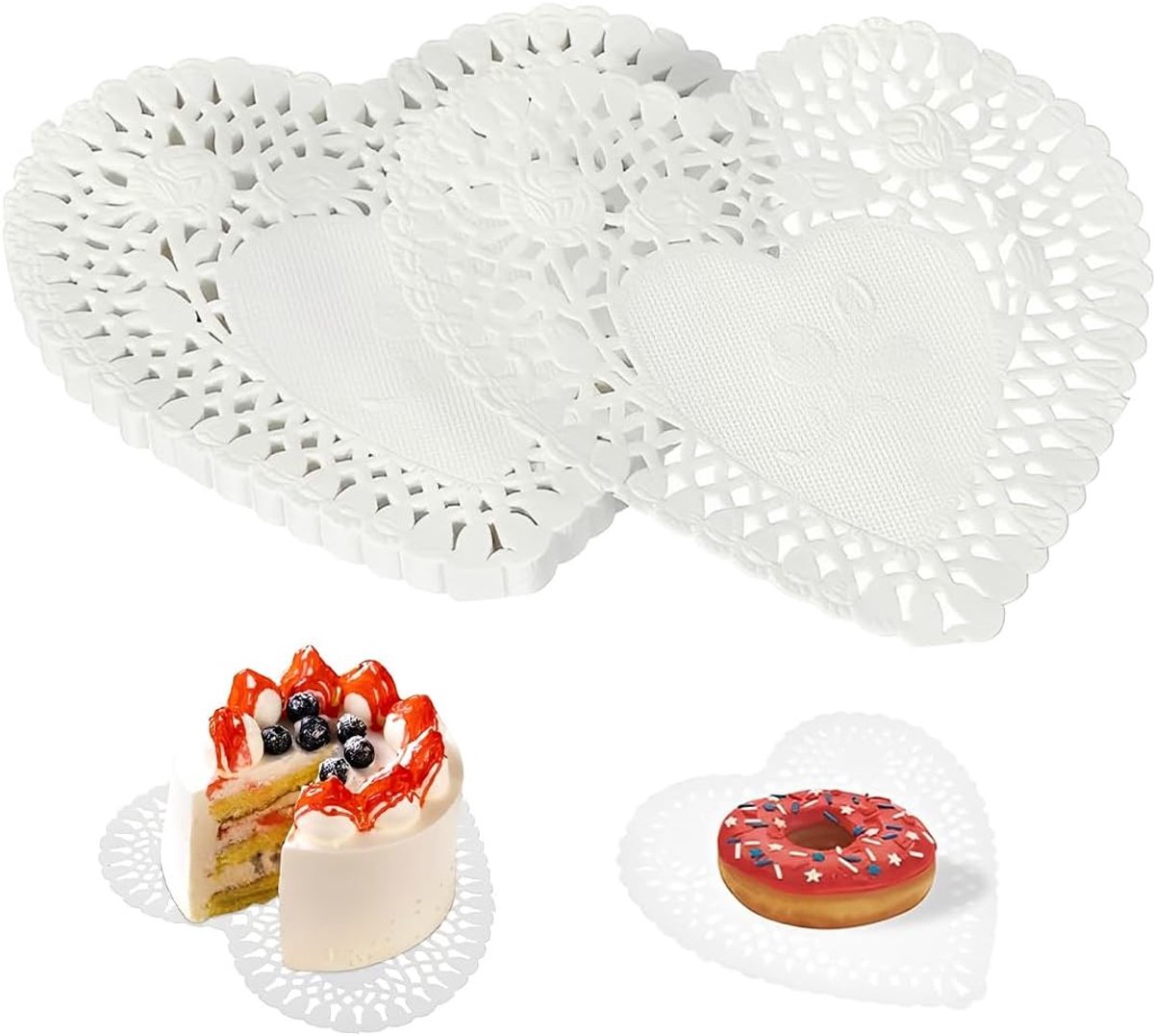 100 stuks witte kanten deksels, 16 cm, rond, voor cake, bruiloften, verjaardagen, desserts en tafeldecoraties - ShopVlot