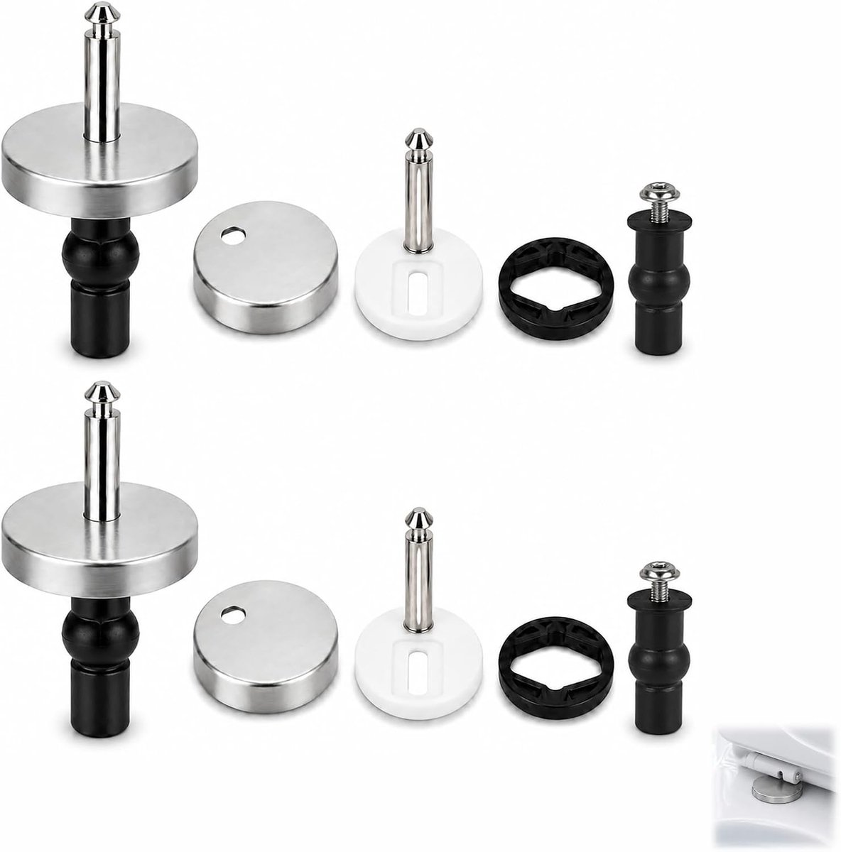 2 stuks wc-bril bevestiging, scharnier, snelsluiting, toiletbril met schroeven van rubber en roestvrij staal - ShopVlot