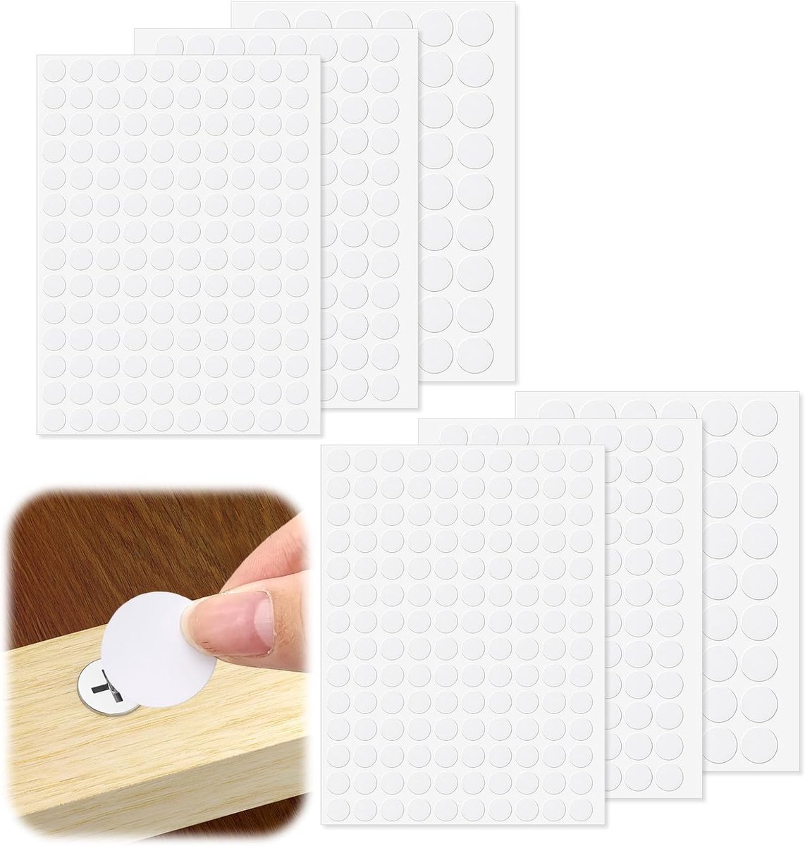 580 stuks witte schroefafdekkingen, zelfklevend, 12 mm/15 mm/21 mm, gatafdekking voor meubels, zelfklevend, voor kast - ShopVlot