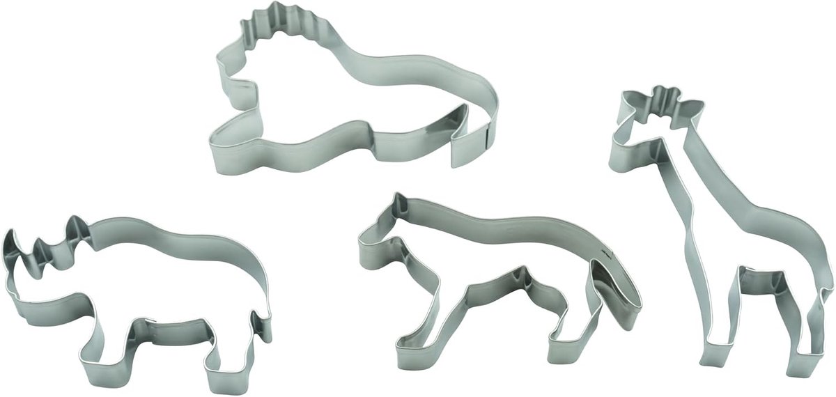 BekkiB - Set of 4 "wild animals" - lion, giraffe, rhino and wolf - ShopVlot