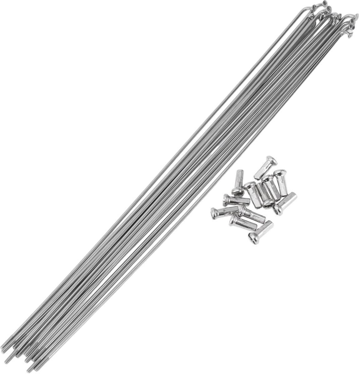 SnelShoppen - 12 Set 14G Fietsspaken 243 mm Fietswiel Spaken van 304 Roestvrij Staal Zilverkleurige Spaak met Koper Nippel