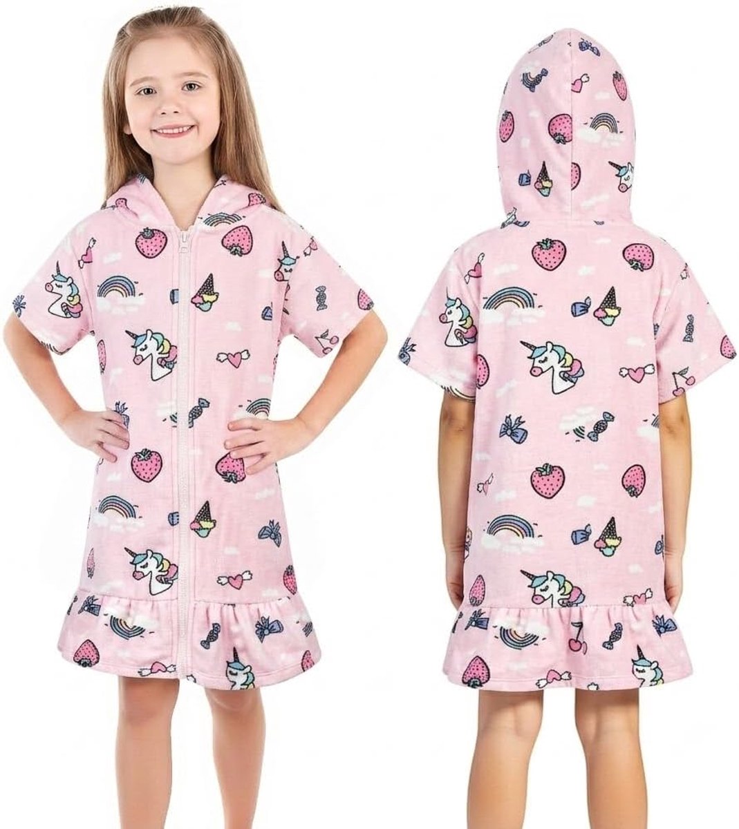 Badponcho voor kinderen 5-14 jaar - 100% katoen - met capuchon - ideaal voor thuis en zwembad - ShopVlot