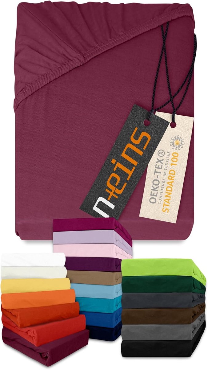 Fitted sheet 180-200 x 200 cm - 100% katoen - plomkleurig - ademend en allergievrij - ShopVlot