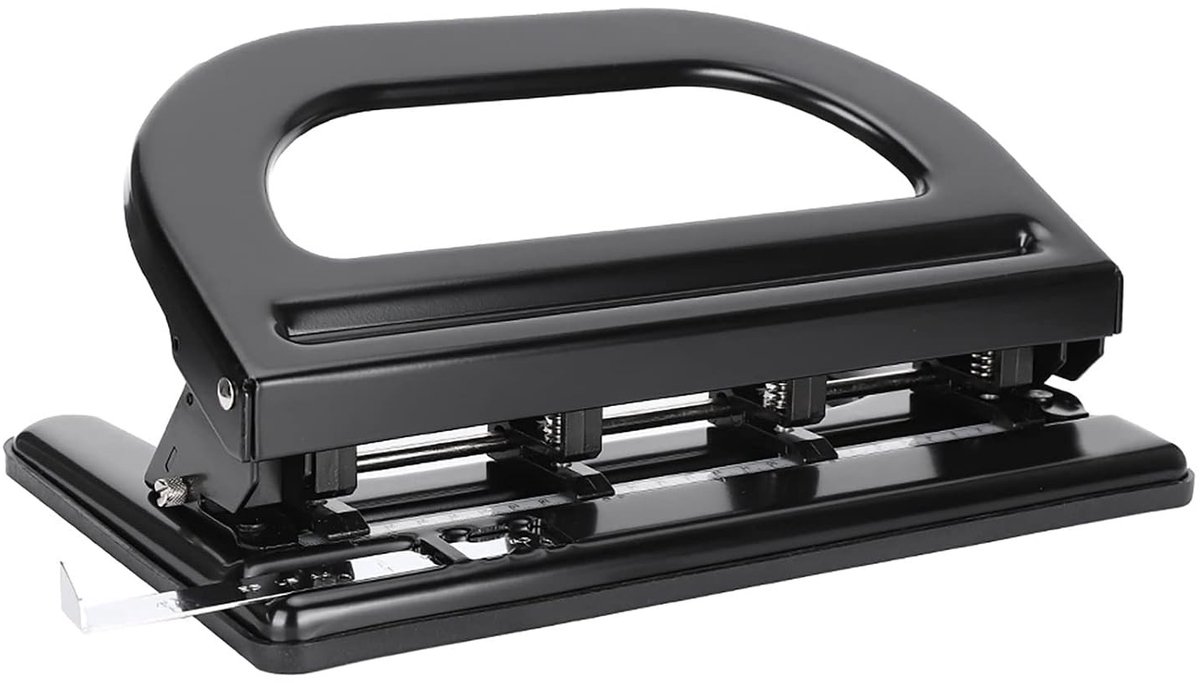 Papierperforator - Zwart - Handmatige Perforator met 30 Vellen Capaciteit en Verstelbare Gatenafstand - Voor Kantoor en School