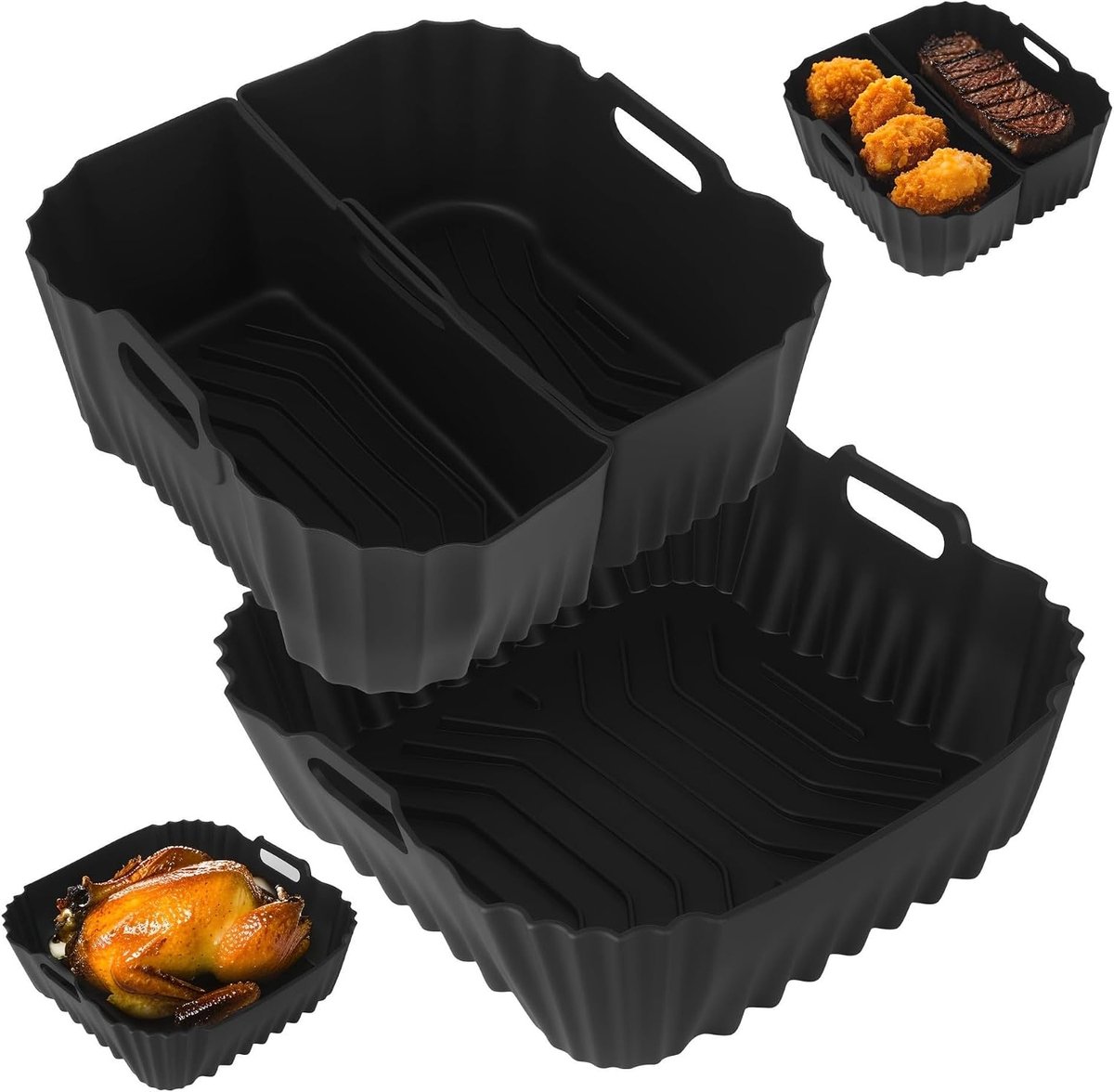 Siliconen Mallen voor Airfryer - 3 Stuks - Herbruikbaar - Ideaal voor Gezond Koken - ShopVlot