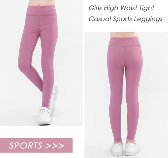 Sportleggings meisjes 134/140 cm - roze - strakke pasvorm - ideaal voor yoga en training - ShopVlot — afbeelding 5