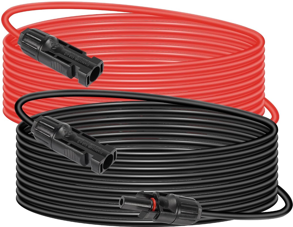CERRXIAN 10AWG 16FT Solar Panel Extension Cable, 1 Pair Solar Male to Female Connector, Solar Panel Wire Adapter for - ShopVlot