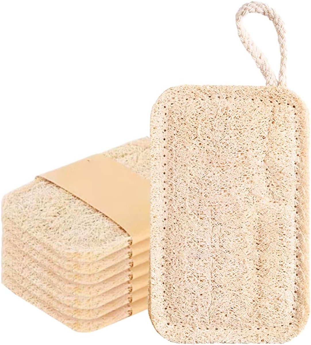 8 stuks natuurlijke loofa-spons, lichaamspeeling, douchespons, milieuvriendelijk en biologisch afbreekbaar, voor dames - ShopVlot