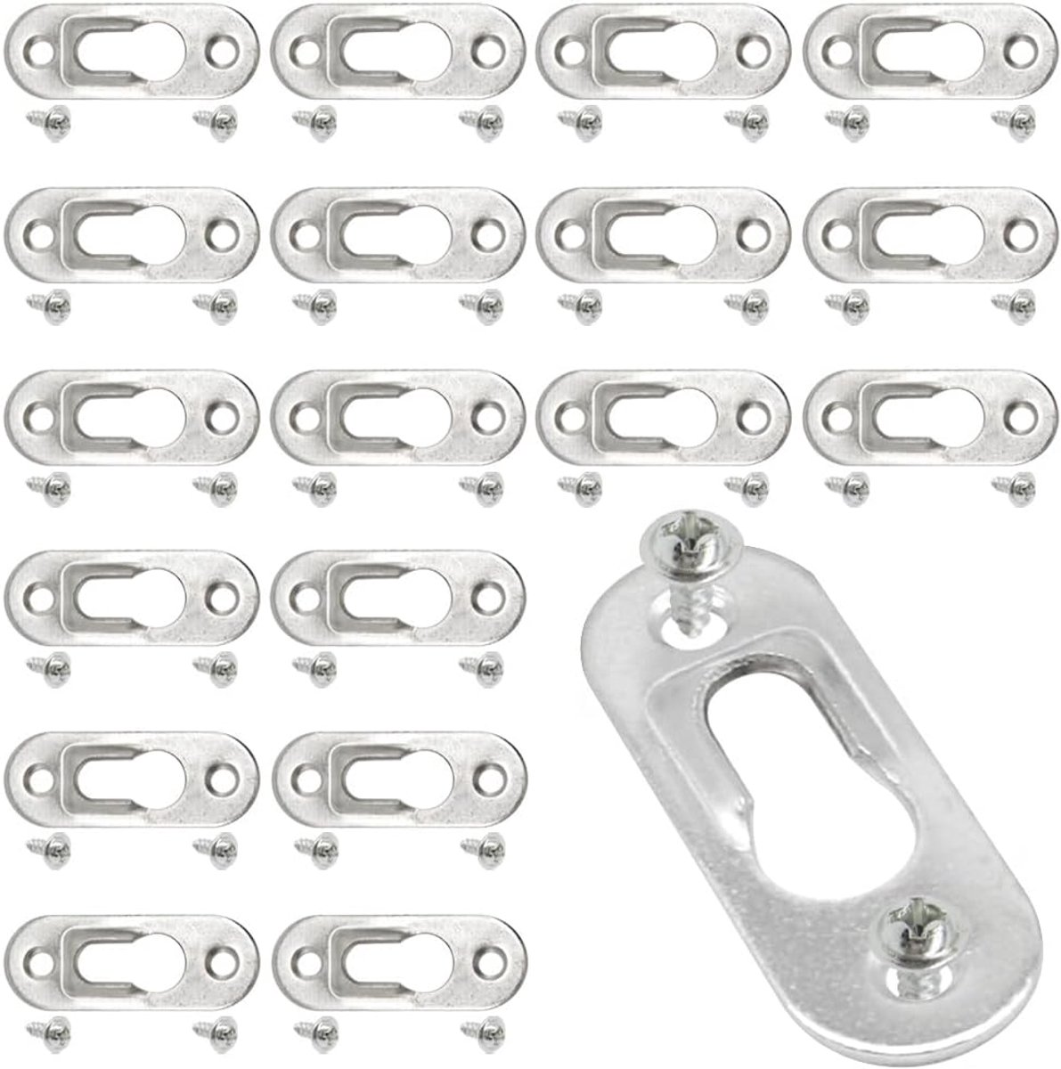 30pcs Metal Keyhole Pendants 42mm Metal Keyhole Clasps with Screw Picture Frame Hooks for Hanging Picture Frames - ShopVlot