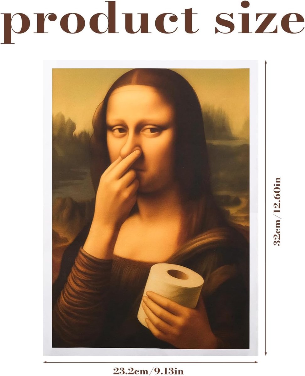 Guzeelu Mona Lisa Bathroom Wall Art 21 x 30 cm Toilet Humor Funny Poster Picture Print Ironic Wall Decoration for - ShopVlot