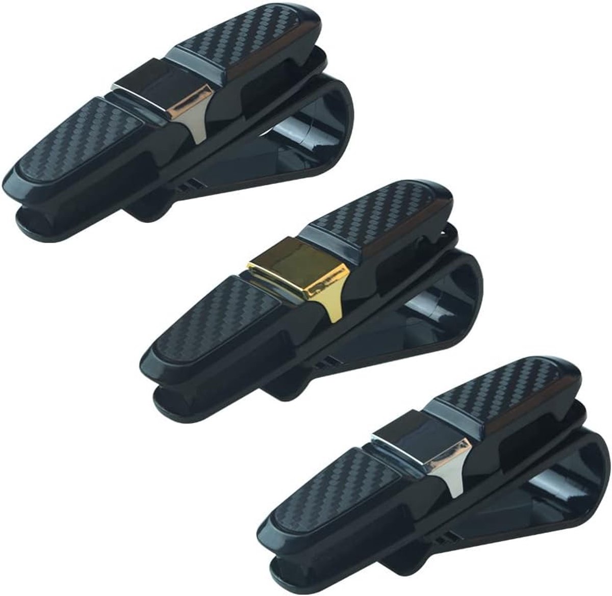 Car Glasses Holder, 3 Pieces Sunglasses Clip, 180 Degree Rotatable, Sun Visor Holder, ABS + Metal Material - ShopVlot