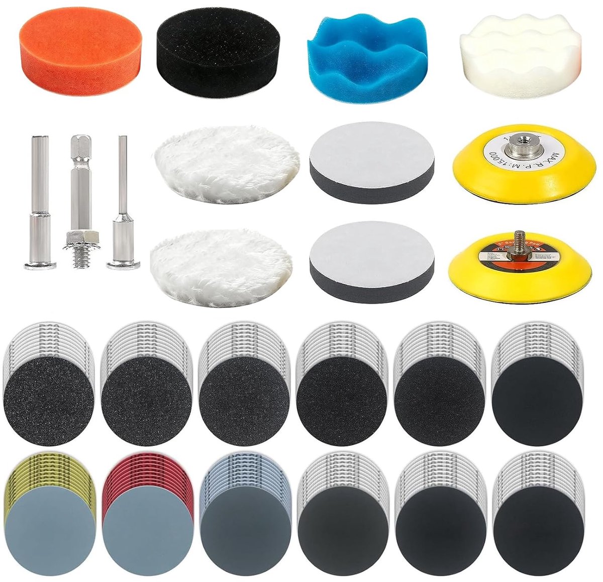 Schuurschijvenset, 133-delig, 75 mm - Nat en droog, Geschikt voor Dremel en accuboormachine, Korrel P60-P10000 - ShopVlot