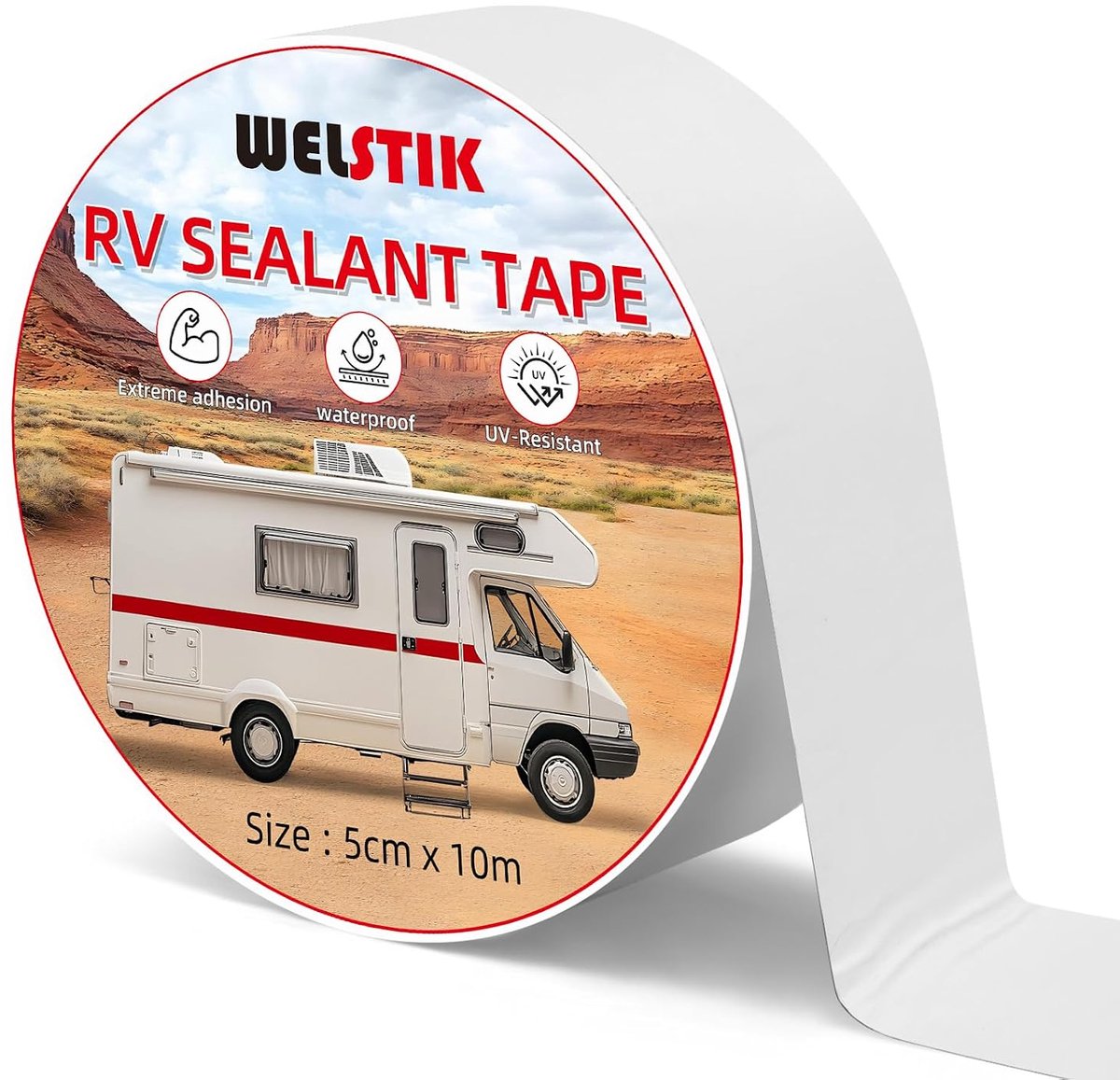 WELSTIK RV Roof Repair Tape, White, 5cm x 10m, UV Resistant - ShopVlot